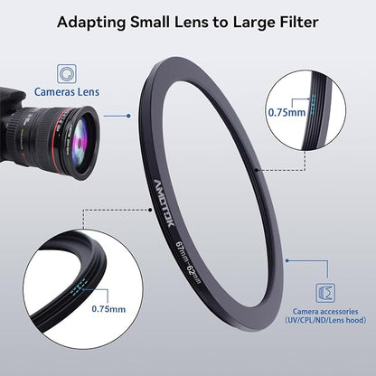 67mm Lens to 62mm Camera Lens Adapter, 67mm-62mm Filter Step-Down Ring - Image 4