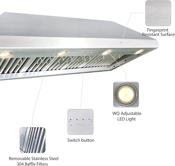 CT Copper Tailor Sloped Copper Vent Hood Island Mount, 1150 CFM Exhaust Fan - Image 7