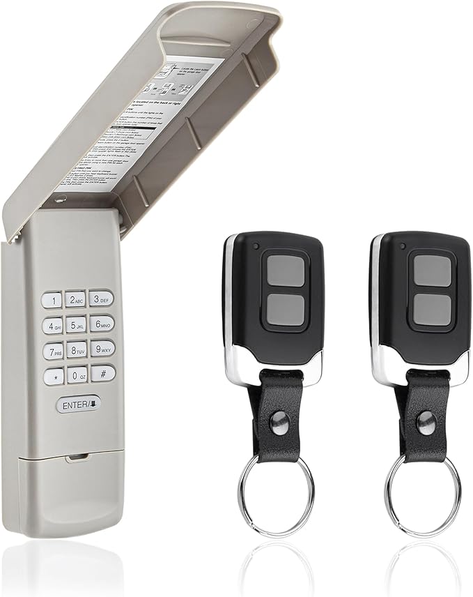 Garage Door Opener Keypad with 2 Garage Door Opener Remote for Liftmaster Chamberlain Craftsman Remote Keypad 877MAX 893LM 893Max 971LM 371LM, Purple Yellow Red Orange Learn Button