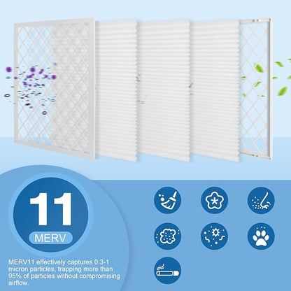 20x25x1 MERV 11 Air Filter, Quality AC/HVAC Furnace Filter，2 Reusable ABS Frame - Image 6