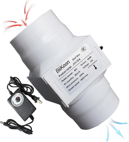 Inline Duct Fans 3 Inch 12V Extractor Fan 6W 47Cfm Plastic Variable Vent Blower by Unknown