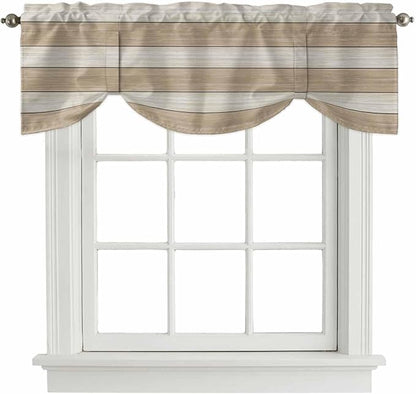 Brown Ombre Wooden Tie Up Valance Curtains by Unknown
