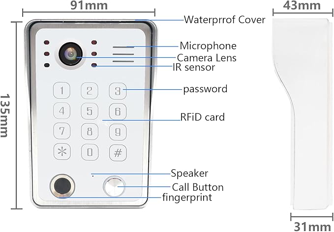 Wired Video Door Phone Kit Apartment Intercom System,10 Inch Touch Screen Monitor(Silver)with 1080P HD Doorbell Camera,Supporting Motion Detecting 5 in 1 Unlcking (2 Doorbell + 2 Monitor)