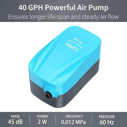 Pawfly Aquarium Compact Air Pump 15-40 GPH Quiet Oxygen Pump - Image 5