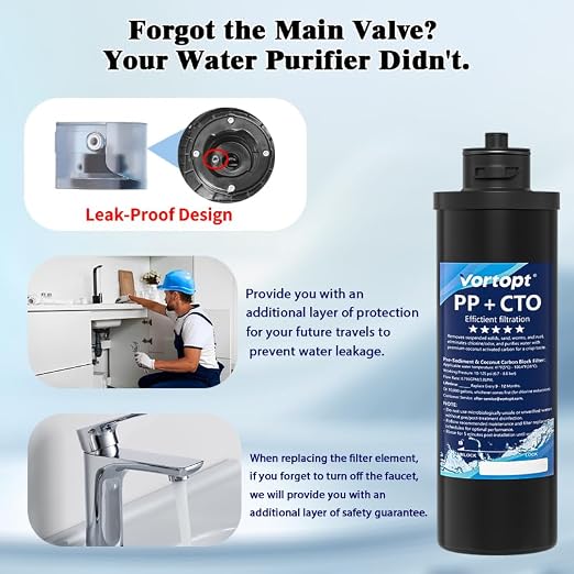 Vortopt Q1 Under Sink Water Filter System, Bad Taste & Odor, Under Counter - Image 9
