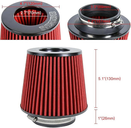 KYOSTAR Universal 3.5" High-Flow Air Filter, Reusable Cone Cold Air Intake - Image 2