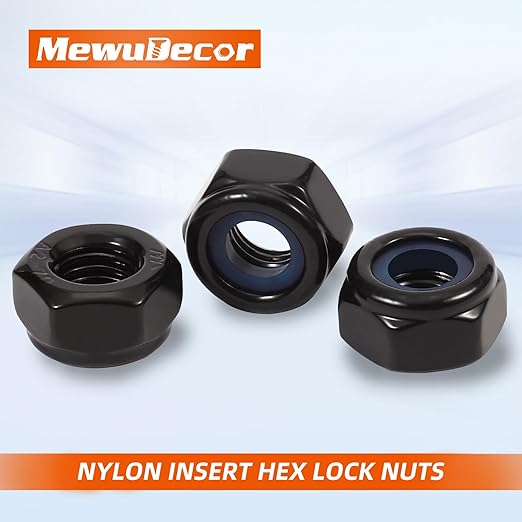 MewuDecor 5/16-18 Nylon Insert Hex Lock Nuts Locknuts, 304 Stainless Steel 18-8, Black Oxide, 25 PCS