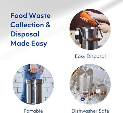 Vatya Stainless Steel Kitchen Compost Bin - Image 4