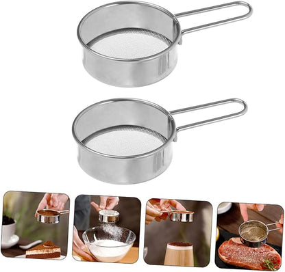 Healifty 2Pcs Stainless Steel Powder Sugar Sifter Baking Flour Sieve - Image 8