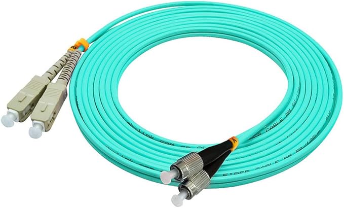 Jeirdus 3Meters 10ft SC to FC Duplex 50/125 10G OM3 Multi-Mode Fiber Optic Cable Jumper Optical Patch Cord SC-FC