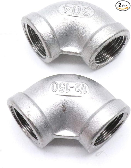 2Pcs 304 Stainless Steel 90 Degree Elbow 1/2" NPT Female x 1/2" NPT Female by SSYDIEN