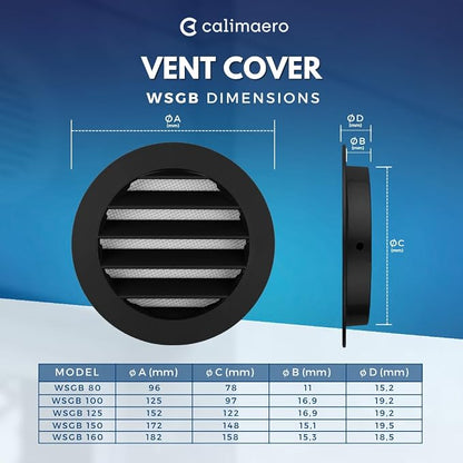 calimaero® WSGB Soffit Vents 4 inch Black Round Grille Vent Cover - Image 2