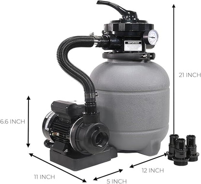 XtremepowerUS 12" Sand Filter for Above-Ground Swimming Pools Max 2, 400GPH - Image 8