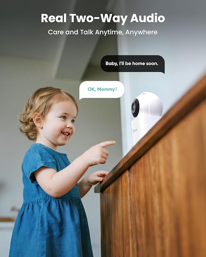 CAMSTRO 3K Indoor Security Camera 2 Pack, 360° Pan/Tilt WiFi Camera for Home Security, 2.4/5GHz Pet/Dog/Baby Camera with Phone App, Night Vision, Two-Way Audio, 24/7 SD/Cloud Storage, Works with Alexa
