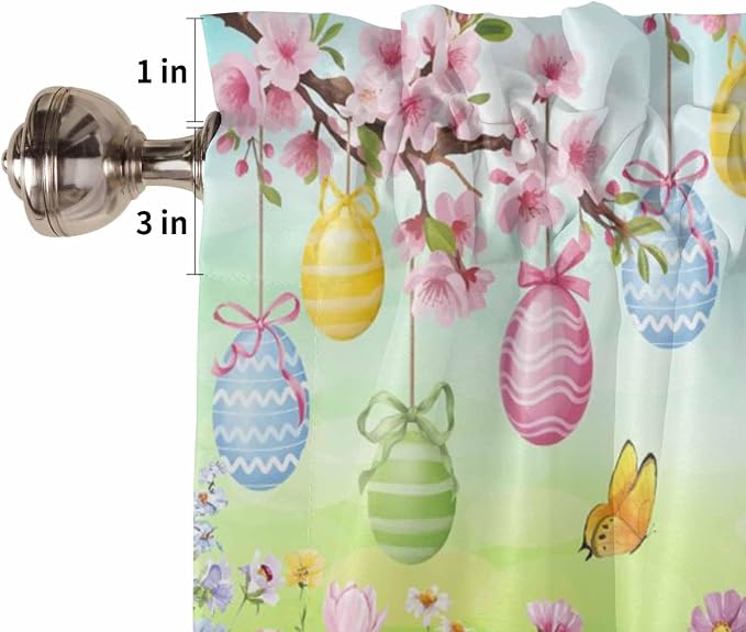 Easter Living Room Curtains 72 Inches length, Spring Bunny Colorful Rabbit Eggs - Image 6