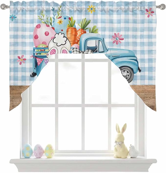 Swag Valance Curtains, Easter Truck - Image 9