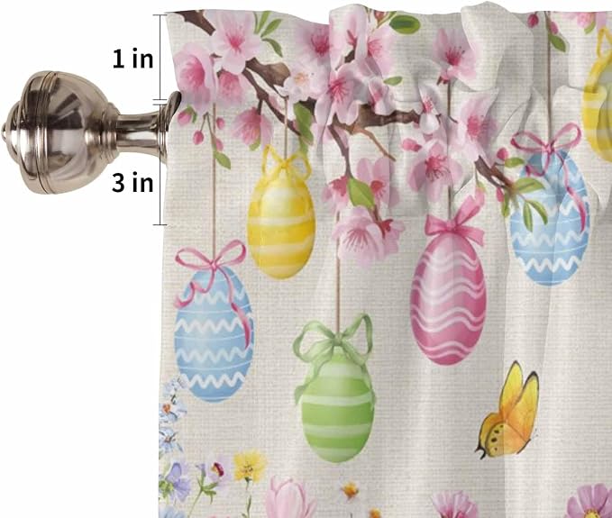 Happy Easter Bedroom Curtains 63 Inches length, Spring Farmhouse Bunny Eggs - Image 6