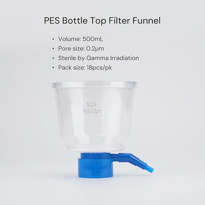 Pack of 18 Diposable Bottle Top Filter 500mL 0.2μm PES Hydrophilic Membrane - Image 2