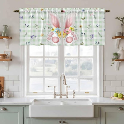 Easter Kitchen Tier Curtains 36 Inch Long 2 Panel Set, Rod Pocket Half Window - Image 3