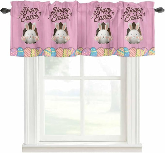 Pink Easter Curtain Valances for Windows, Kitchen Valance Window Treatment by Unknown
