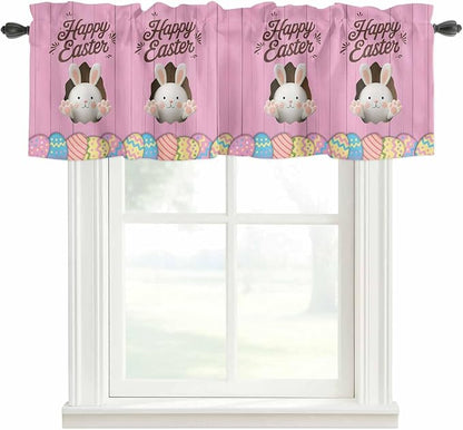 Pink Easter Curtain Valances for Windows, Kitchen Valance Window Treatment by Unknown