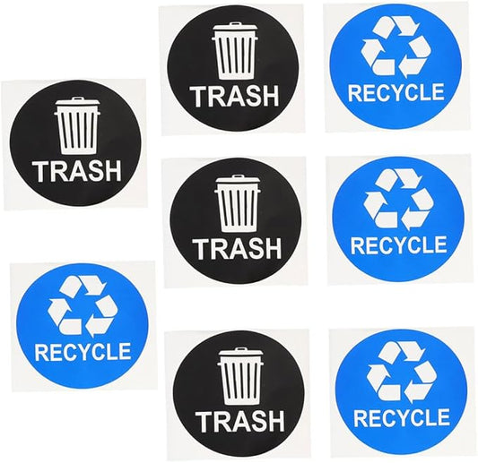 8pcs Trash Sorting Decals Self-Adhesive Waste Container Stickers by Parliky