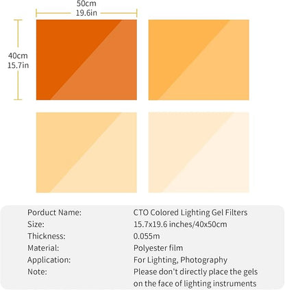 Meking 16x20 inches Lighting Gels CTO Photo Lights Gel Filters Transparent - Image 7