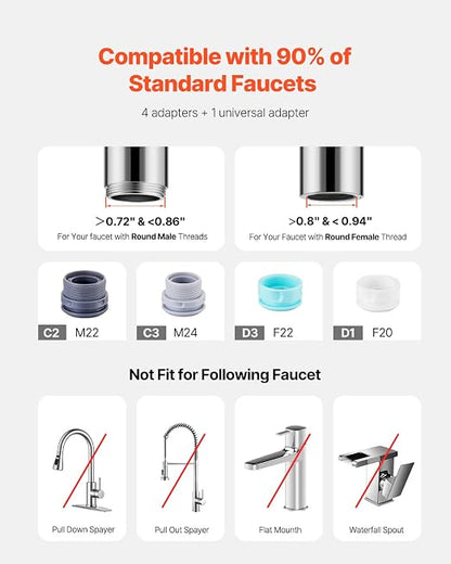 VEVOR Faucet Mount Water Filter, Horizontal Water Purifier - Image 4