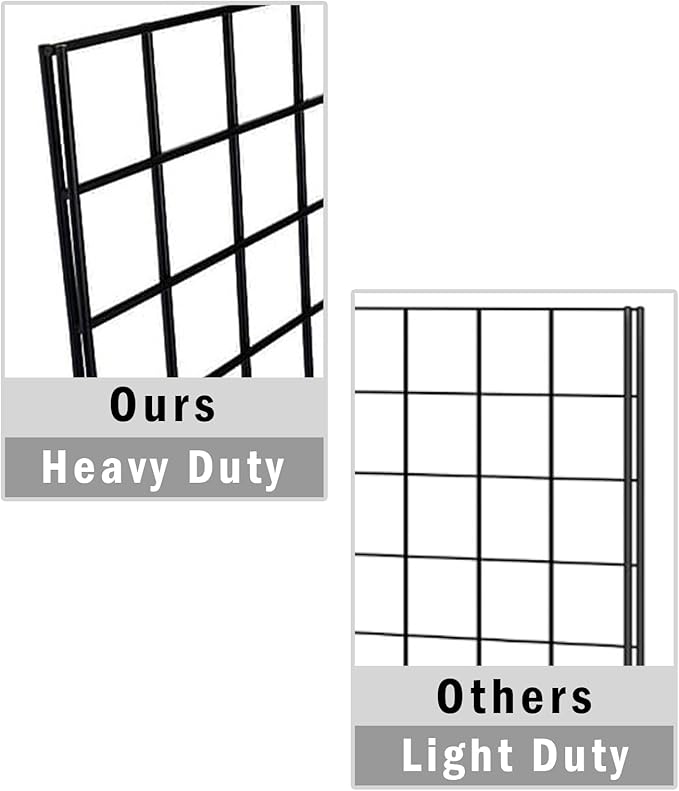 NEESEEYEE Heavy Duty Commercial Grade Gridwall Panels – Grid Panel for Any Retail Display, 2’ Width x 5’ Height, 4 Gridwall Panels Per Carton (Black Finish)