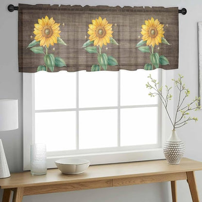 Summer Sunflower Sheer Valance Curtains - Image 3