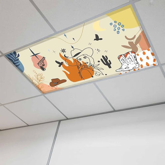 Fluorescent Light Covers for Ceiling Lights Boho Abstract Geometric Magnetic by Home+L6