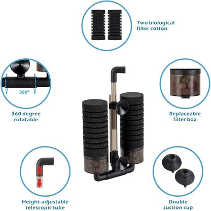 hygger Sponge Filter, Aquarium Filter Double Sponge Replaceable Media - Image 3
