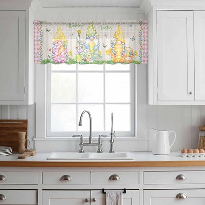 Easter Sheer Valances for Windows 42"x12", Light Filtering Kitchen Curtains - Image 3
