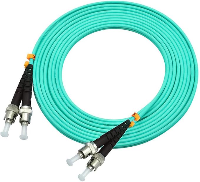 Jeirdus 20Meters 65ft ST to ST Duplex 50/125 10G OM3 Multi-Mode Fiber Optic Cable Jumper Optical Patch Cord ST-ST