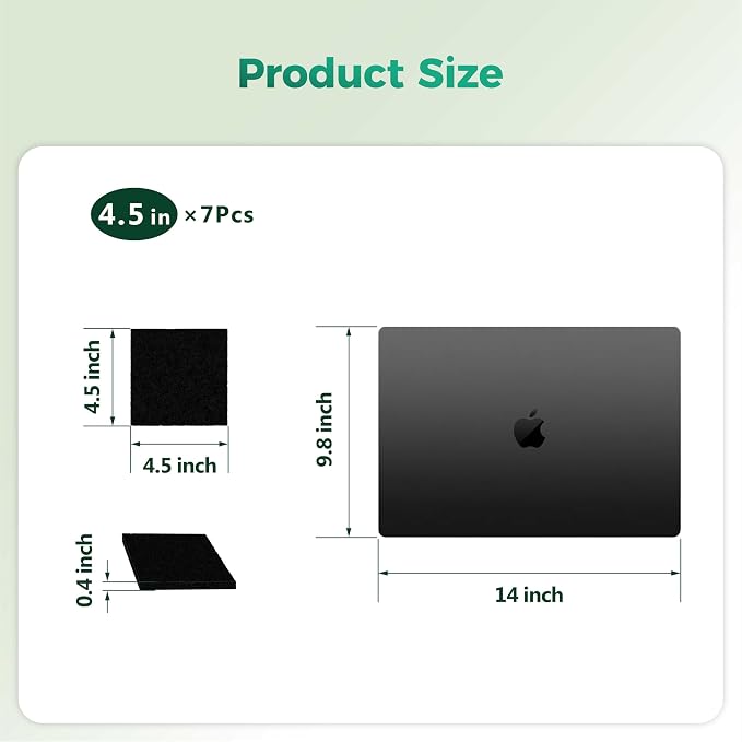 Fiber Cotton Activated Charcoal Compost Filters -7 Pack 4.5 Inch Square Odor - Image 2