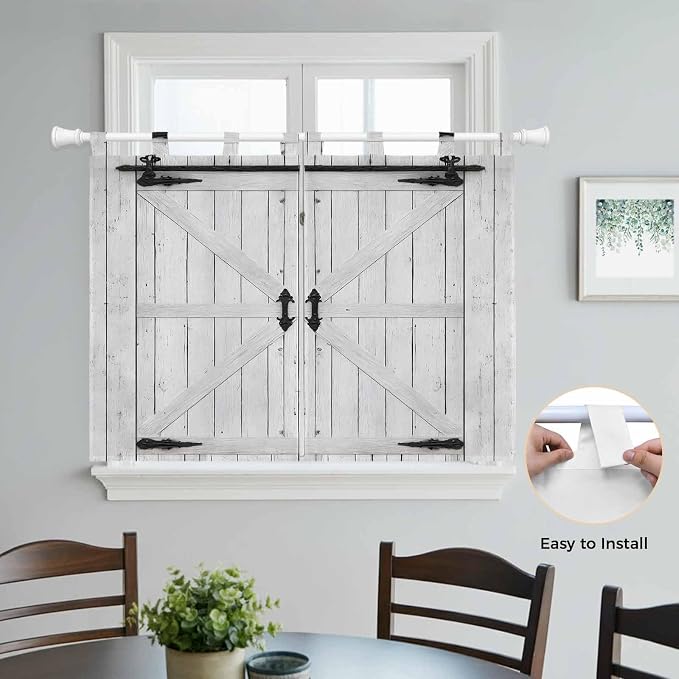 Farmhouse Wood Grain Bedroom Curtains 63 Inch Length, Window Curtains Tab Top - Image 4