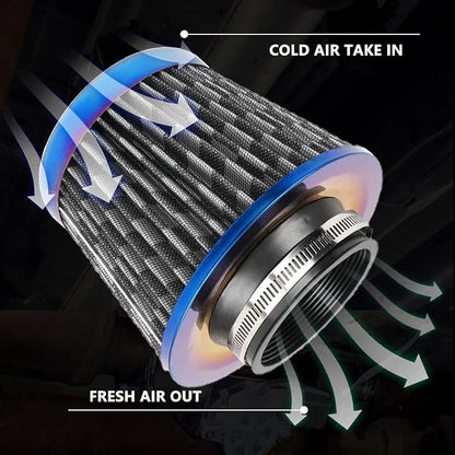 Cold Air Intake Filter, High Performance, Washable Filter, Clamp-On Replacement - Image 6