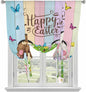 Tie Up Curtains, Happy Easter Rabbit Butt Egg on Daisy Leaf Adjustable Rod by Unknown