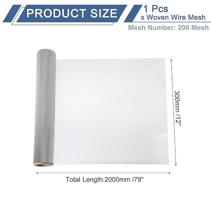 uxcell 200 Mesh 79" x 12" Woven Wire Mesh, 304 Stainless Steel Air Vent Filter - Image 2