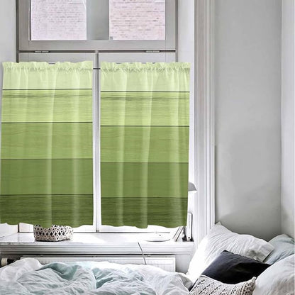 Gradient Green Wooden Board Window Valance Curtains, Retro Country Wood Grain - Image 8