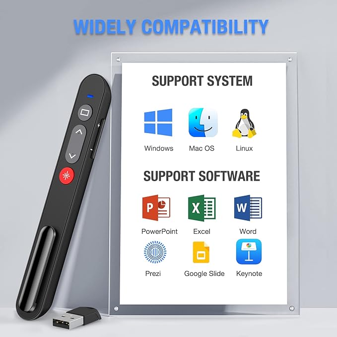 NinjajoyOX Presentation Clicker with Case, Wireless Presenter for PowerPoint Slide with Hyperlink & Volume Control, Presentation Remote Clicker for Mac/Computer/Laptop, Google Slide/PPT/Keynote