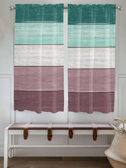 Retro Farm Woodcuts Texture Window Valance Curtains, 2 Panel - Image 2