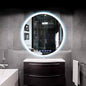 Round LED Bathroom Mirror Demister Pad IP44 Vanity Large Mirror Cold Light by Unknown