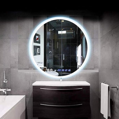 Round LED Bathroom Mirror Demister Pad IP44 Vanity Large Mirror Cold Light by Unknown
