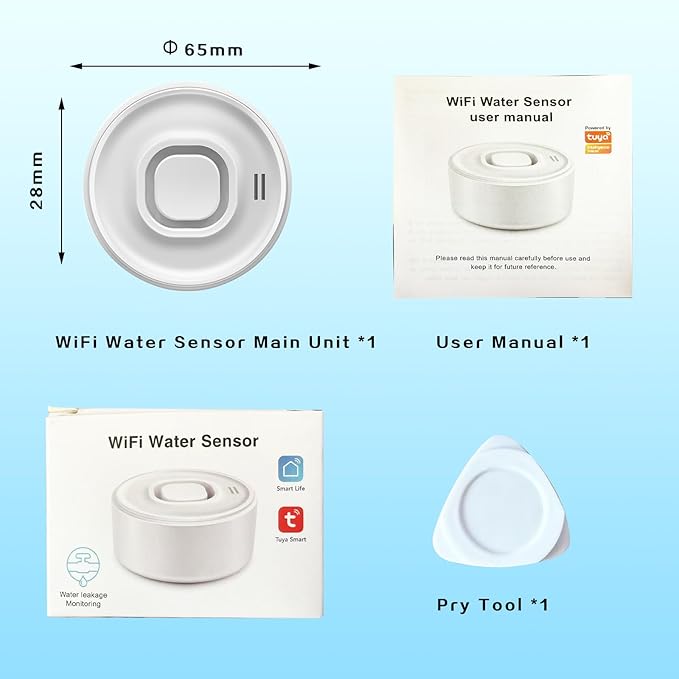 100dB Loud Wireless Water Leak Detector, WiFi Water Leak Sensor for Kitchen Bathroom Basement, Floor & Pipe Drip Alert