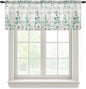 Eucalyptus Leaves Daisy Sheer Valance Curtains, Summer Farmhouses Gray Plaid by Houseown
