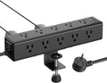 CCCEI Standing Desk Clamp Power Strip with 15 Outlets, Black Desktop Edge Mount Surge Protector Outlet, Fast Charging USB-A and 65W USB-C Ports, 10 FT Flat Plug, Black Fit 1.6 inch Table top.
