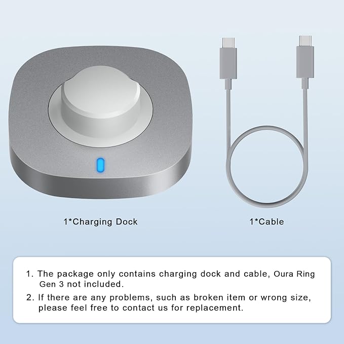 ZOOROO Charger Compatible with Oura Ring Gen 3 Size 13, Fast Charging Dock with USB-C Cable