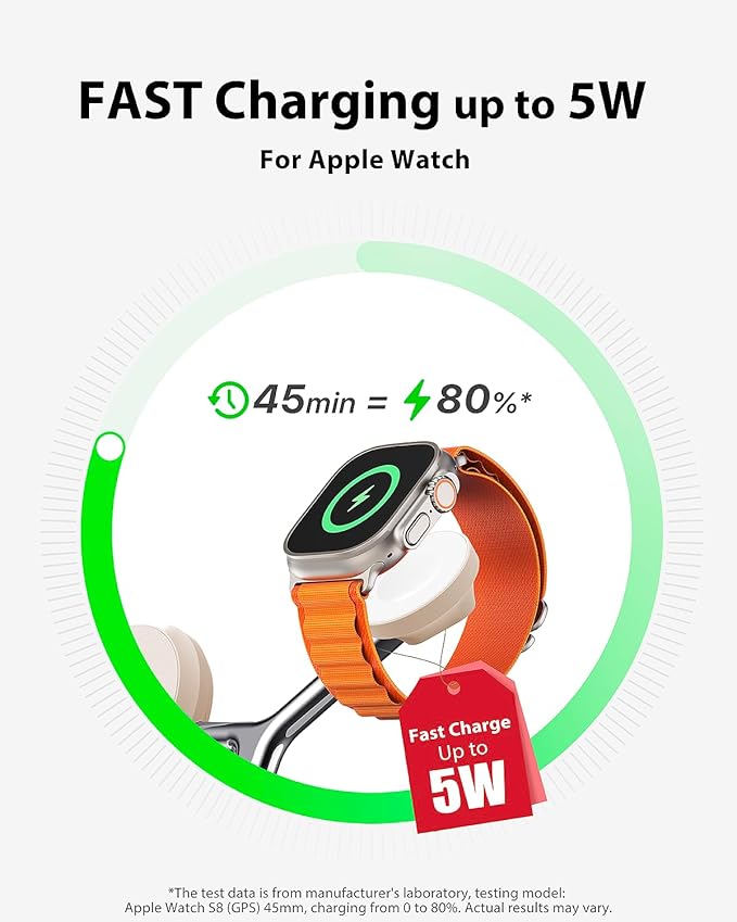 3-in-1 Wireless Charging Station for Apple Devices - Fast Charging Station for iPhone and Watch, Stable Charger Stand for iPhone 12-15 & iPhone 16 & iWatch & AirPods, Adapter Not Included