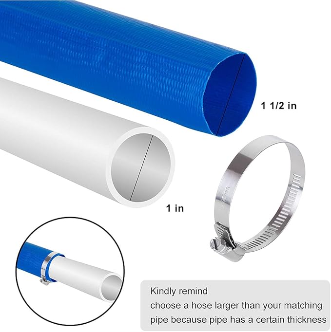 Eastrans 1 1/2 IN x 50 FT Pool Backwash Hose, Heavy Duty Flat Discharge Hose - Image 2